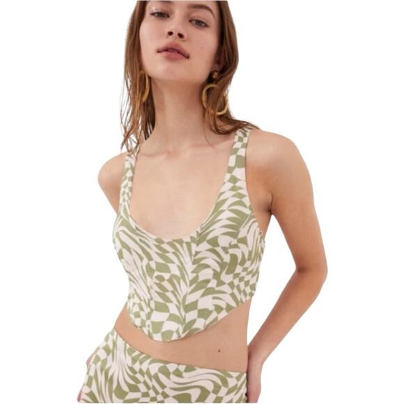 For Love And Lemons Tops - For Love & Lemons Nomi Corset Crop Size Medium Green Pink Geometric NWOT